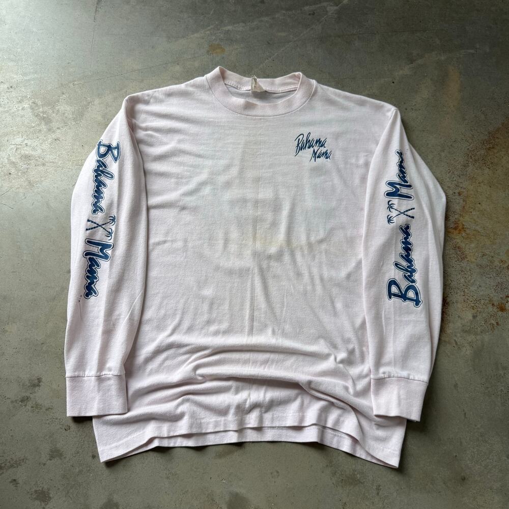 Vintage 80’s Bahama Mama Surf Beach Retro Longsleeve Graphic T-shirt Size Large